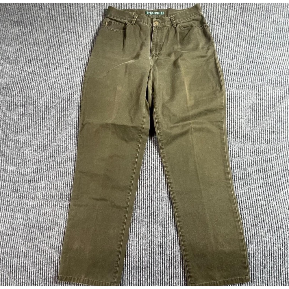 LRL‎ Ralph Lauren Jeans Womens 6 Green Straight High Rise 28x29 Y2K Mom Outdoor